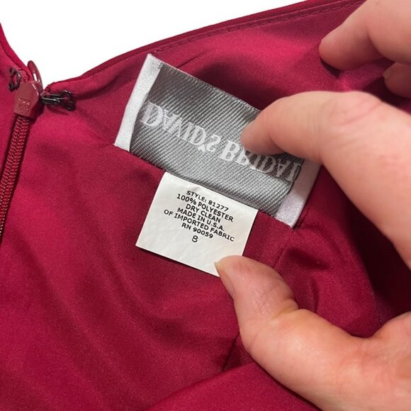 David's Bridal Women's dress S red faux wrap v neck sleeveless flowy - Picture 6 of 7